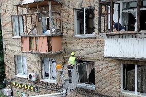 Impact of Russian overnight attack in Shevchenkivskyi district of Kyiv